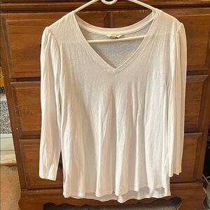 Women's White V-Neck Top